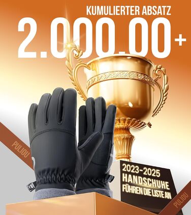 Рукавички PULIOU для чоловіків та жінок, зимові термо-рукавички для велосипеда, тепла зимова модель, вітронепроникні, з підтримкою сенсорного екрану, спортивні рукавички для бігу, їзди на велосипеді, альпінізму, чорного кольору