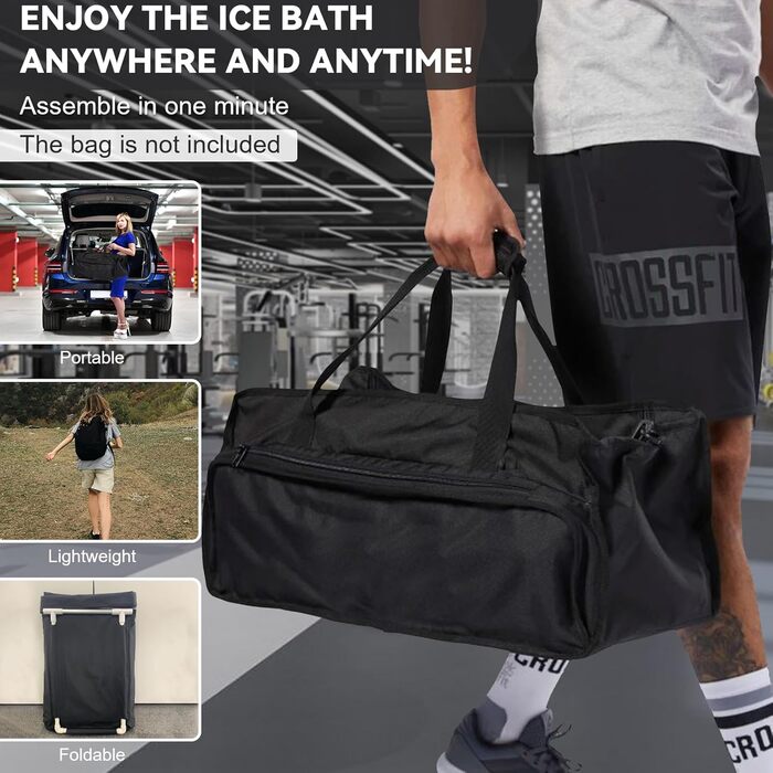 CalmMax XL 478L Овальна Ейсбад з Надувним Підголовником та Кришкою - Складна Ванна для Дорослих, 100 см, Ізольована Ейс-Тоне для Внутрішнього та Зовнішнього Використання, Кріотерапія для Спортсменів IB04