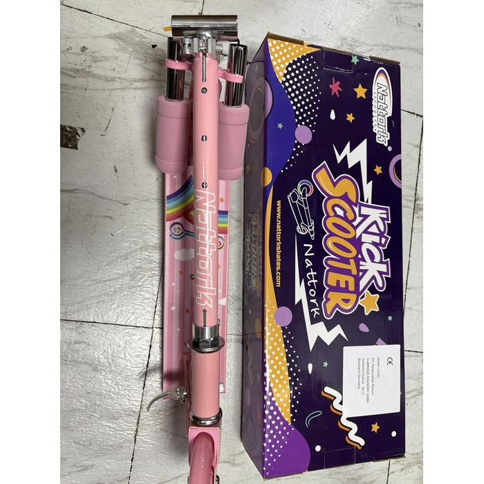 Дитячий ролер Nattork: легкий, складний, з регулюванням висоти, до 50 кг, рожевий