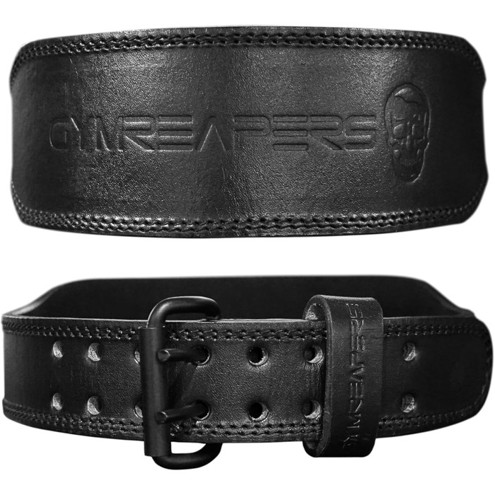 Планка для важкої атлетики Gyreapers – професійний шкіряний ремінь з регульованою пряжкою, 4 дюйми, чорний. Стабілізує поперек при підйомі ваги.