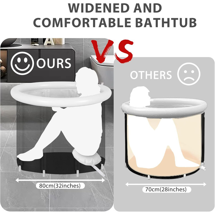 Надувна ванна для льоду Faltbare Eisbad - велика, чорна (80x65 см)