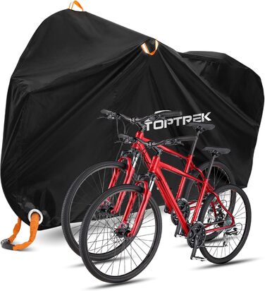 Чохол для велосипедів Toptrek на 2 велосипеди, водонепроникний, 210D Oxford, 210 x 110 x 95 см, з кільцями для замка, захист від сонця, міцний, чорний
