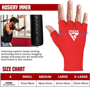 Боксерські рукавички RDX, бокс, муай-тай, ММА, тренування. Еластичні боксерські бандажі, захисні рукавички для ударів (червоно-білі, S)