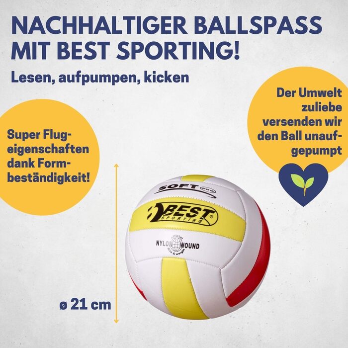Волейбольний м'яч BEST SPORTING розмір 5 - м'яч з 18-панельним дизайном, високої якості, супер м'який, формастійкий, для гри на відкритому повітрі, офіційний розмір 5, білий/жовтий/червоний
