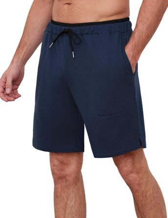Чоловічі спортивні шорти Soer Activewear з кишенями та блискавкою, бавовняні шорти для бігу та відпочинку, темно-сині (L)