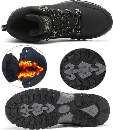 ARRIGO BELLO Зимові черевики для чоловіків: зимові чоботи, чоботи від снігу, утеплені, робочі черевики, для роботи та походів, розмір 41-46, G1, чорний, 43 EU