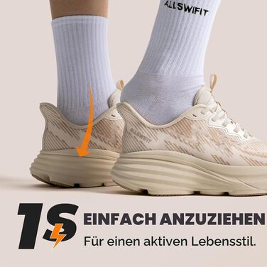 Жіночі кросівки для ходьби та бігу ALLSWIFIT — Спортивне взуття Slip-On без шнурівків, амортизація, протиковзні, бежеві, розмір 40 EU