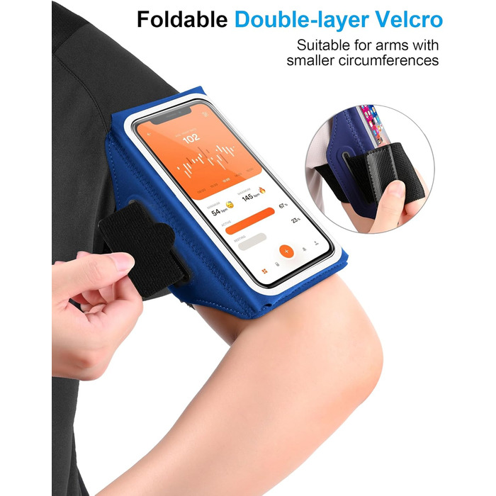 Спортивний браслет для телефону: тримач для iPhone 17/16/15/14/13 Pro Max, Galaxy S25/S24/S23 Ultra (до 6.9 дюймів), блакитний