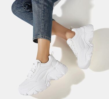 Жіночі кросівки LUCKY STEP Chunky на платформі, білі модні кеди з комфортним танкетковим підбором, розмір 39 EU