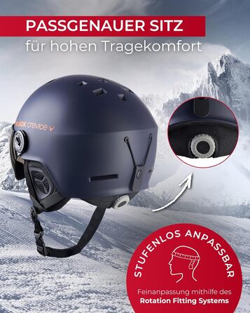 Шолом гірськолижний BLACK CREVICE Gstaad з візором (Navy/Orange) | Полікарбонат, регулювання розміру 51-53 см