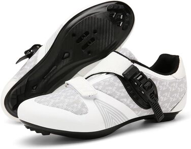 Велосипедні шкарпетки для їзди на велосипеді: чоловічі та жіночі, для шосе та MTB, з жорсткою підошвою, сумісні з Look SPD/SPD-SL, унісекс, для зовнішнього використання з пряжкою (38 EU, білий)