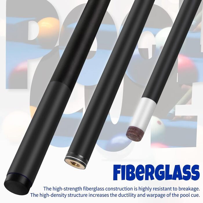 Набір для більярду Kmise Pool-Stick Set: професійний кий для більярду, 147 см, чорний. Підходить для гри вдома, в барі та в клубі.
