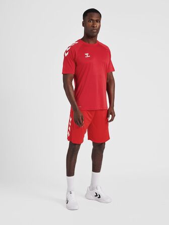 Спортивні чоловічі шорти Hummel Core XK Poy для тренувань та залу, дихаючі та швидкосохнучі, True Red, розмір XL