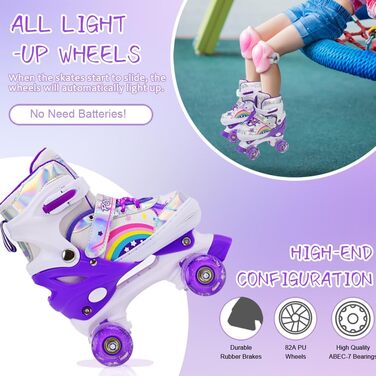 Ролики для дітей LOKJIJI Rainbow, регульовані, фіолетово-рожеві, для початківців