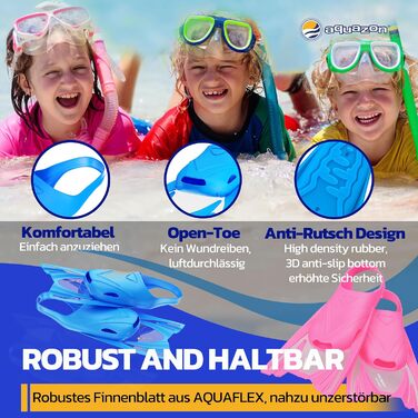Дитячі ласти AQUAZON Joy для плавання і снорклінгу, легкі, супереластичний матеріал, рожеві, розмір 28-35