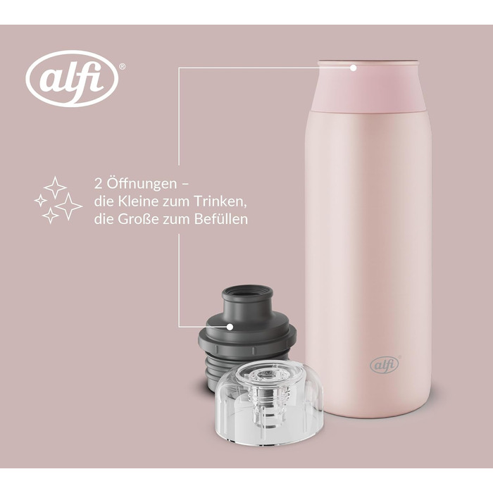 Пляшка для води alfi ELEMENT 600 мл, зелена матова, з нержавіючої сталі, герметична, з кришкою, для газованих напоїв, компактна, придатна для миття в посудомийній машині, BPA-free