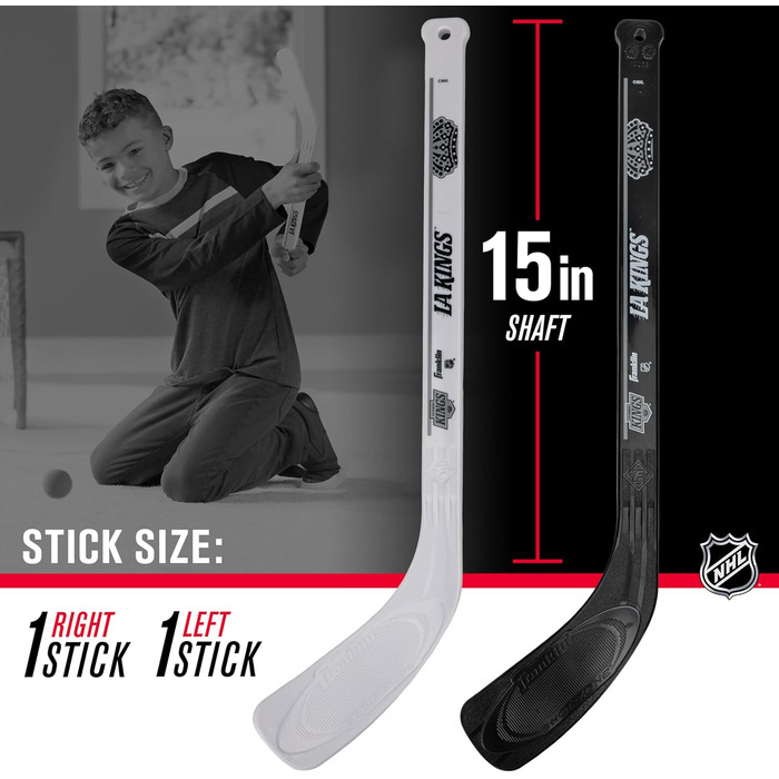 Набір для хокею Franklin Sports NHL Mini - Коліна, м'яч та 2 ключки. Офіційний набір хокею NHL Los Angeles Kings 2