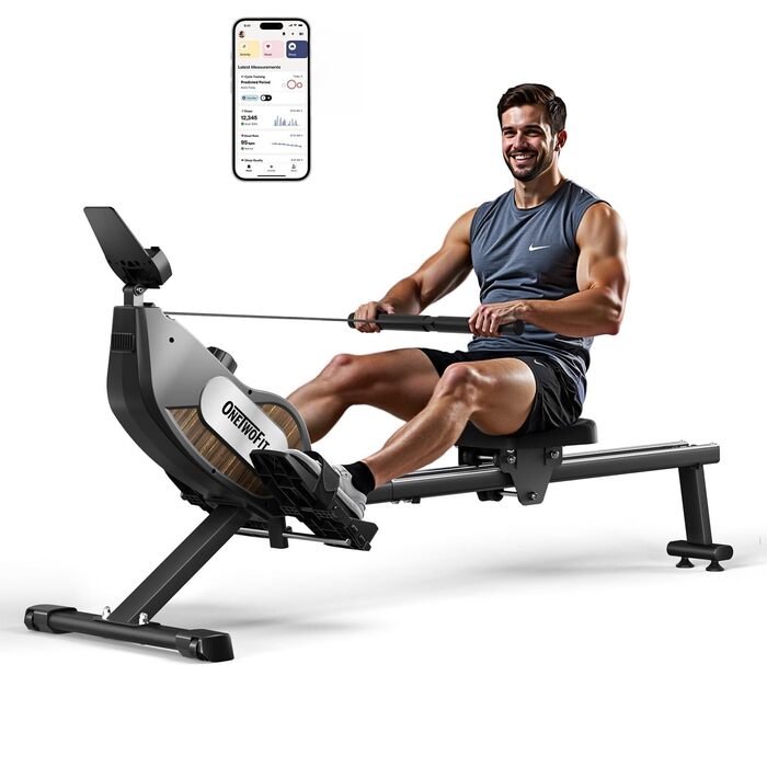 ONETWOFIT: Велоергометр для дому, складаний Pro, степер, тренажер, крос-тренажер, 16 рівнів опору, максимальне навантаження 160 кг, сумісний з додатком, чорний