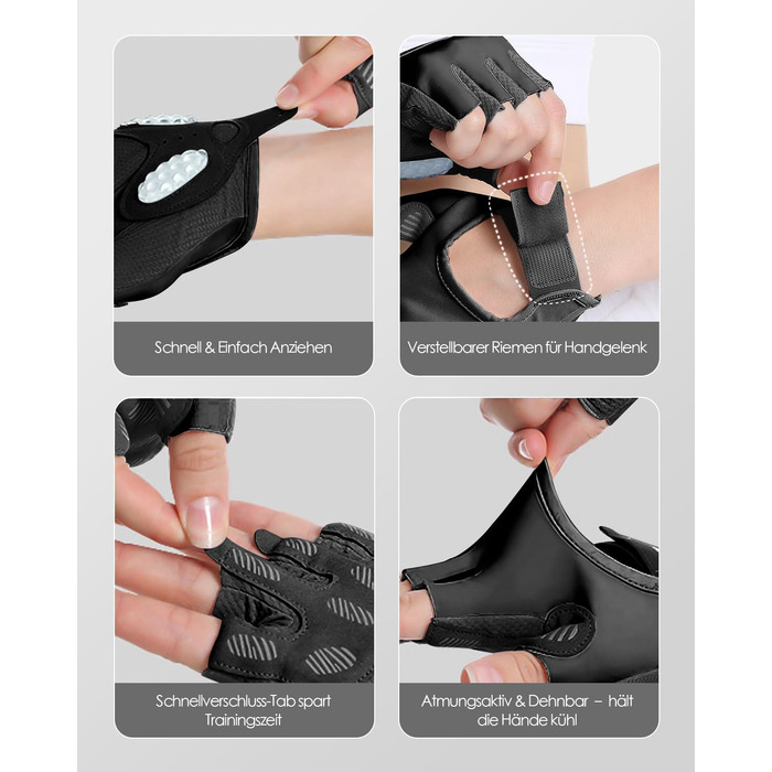 Тренувальні рукавички для чоловіків та жінок – фітнес рукавички для залу, важкої атлетики, кросфіту, силового спорту, спорту та тренувань. Рукавички з антиковзкими силіконовими точками та підкладкою на долоні. Розмір M: 18–19.5 см (Чорний), L: 19.5–21.5 с