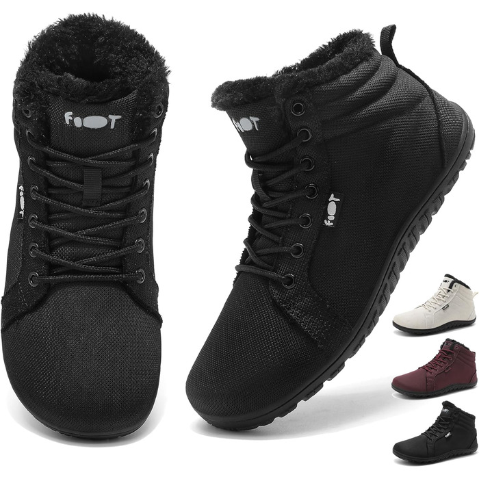 Водонепроникні черевики-сліпони для ходьби Barfuß: жіночі та чоловічі, широкі, для осені/зими, з підкладкою, Zero Drop, підошва Solhe, фітнес, чорні (45 EU)