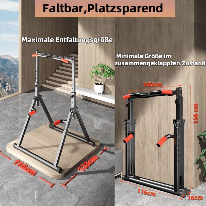 Стійка для віджимань та підтягувань DOBESTS Faltbar Power Tower - багатофункціональний тренажер для дому, чорний