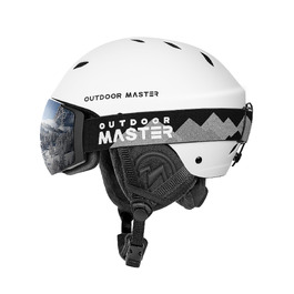 Комплект OutdoorMaster Kelvin: гірськолижний шолом та професійна маска для лиж і сноуборду, білий, розмір L
