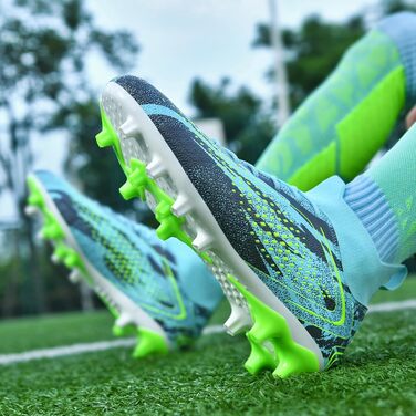 Черевики для футболу чоловічі, дитячі, для штучного покриття, з шипами, синього кольору, розмір 39 EU