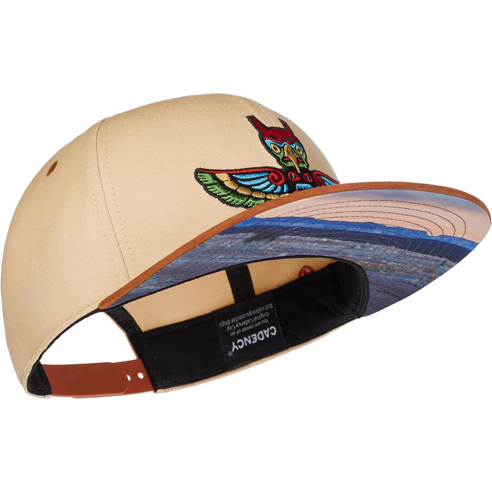 Кепка-снэпбек Cadency унісекс з прямим козирком, регульований розмір, бежевий колір з принтом Totem