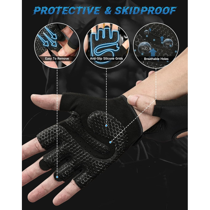 Фітнес рукавички COFIT: дихаючі, з підтримкою зап'ястя, для тренувань, важкої атлетики, силових навантажень, бодібілдингу, чорний, розмір S