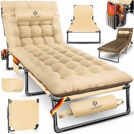 Кемпінгове ліжко KESSER® складане 190x68x30 см, до 250 кг, Oxford, сталевий каркас, з сумкою, подушкою, кишенями та підсклянником