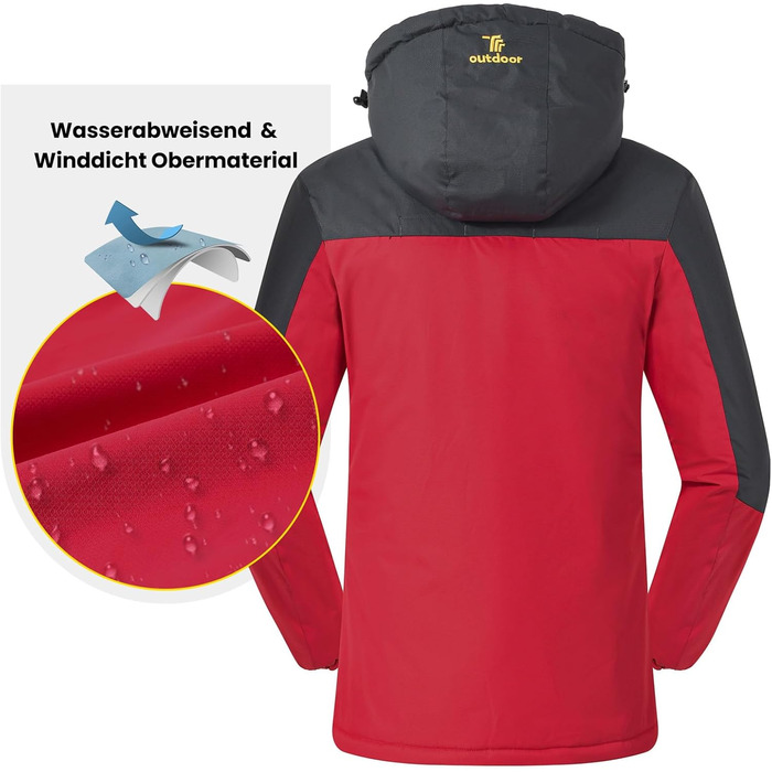 Жіноча куртка: флісова, зимова, водонепроникна, дихаюча, тепла, вітрозахисна, софтшел з капюшоном (S, червона)