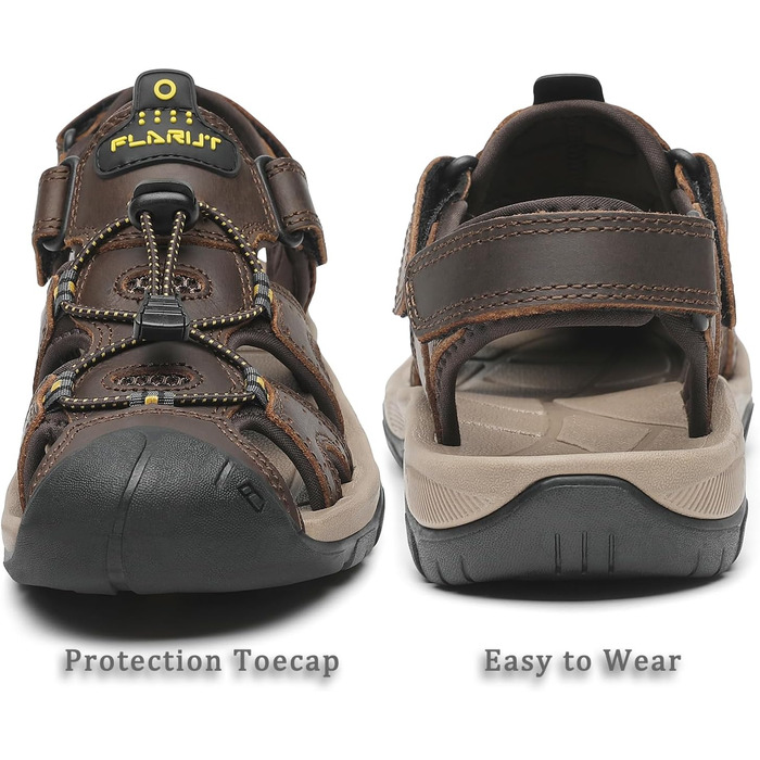 Чоловічі сандалі FLARUT для туризму та пляжу, шкіряні трекінгові, темно-коричневі, 42 EU