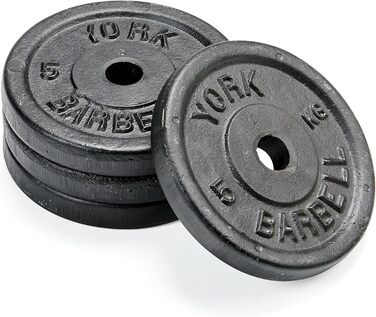 Набір гантельних дисків York Fitness 4 x 2.5 кг з чавуну для силових тренувань і нарощування м'язів, міцні універсальні пластини для фітнесу