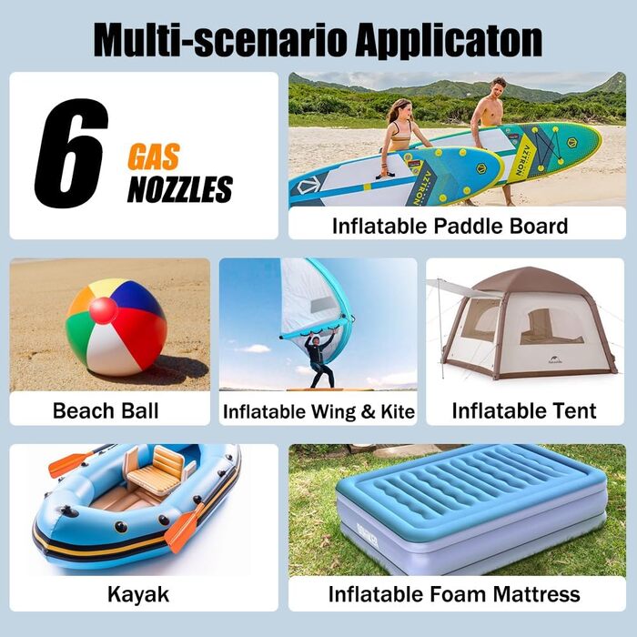 Електричний насос для SUP дошки OBEST з акумулятором 8000mAh, LED ліхтарик, швидка інфляція для SUP, кайтсерфінгу, намету, матрацу, каяка