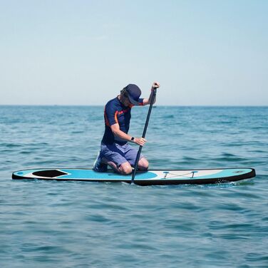 Надувна SUP-дошка 307 см синя або червона, комплект для водного спорту: легка 6,75 кг, 3 плавці, нековзка поверхня, ручний насос, еластичний ремінець, водонепроникний чохол для телефону, сумка для перенесення