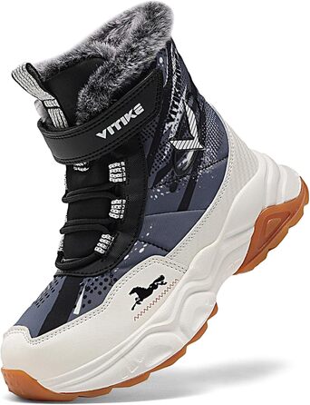 Дитячі зимові черевики JMFCHI для хлопчиків та дівчаток: трекінгові, для ходьби, з підкладкою, чорно-сірі (35 EU)