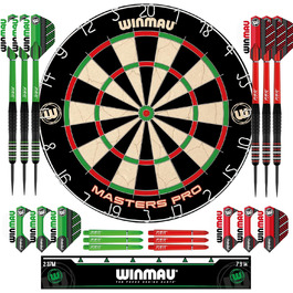 Професійний дартс-набір WINMAU Masters Pro Premium з борстяною мішенню, дротиками, хвостовиками, окі-стрічкою для дорослих