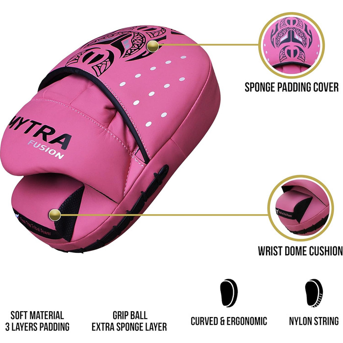 Mytra Fusion Box Pratzen - Рукавички для ударів Mytra Fusion Box, MMA, Муай Тай, бокс, бойові мистецтва, білі (рожеві)