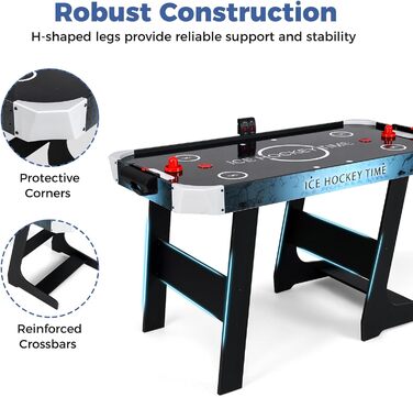 Стіл для хокею на повітрі HOMASIS, складаний, з LED-рахунком, електропривод, 2 шайби та 2 шайби, для дітей та дорослих