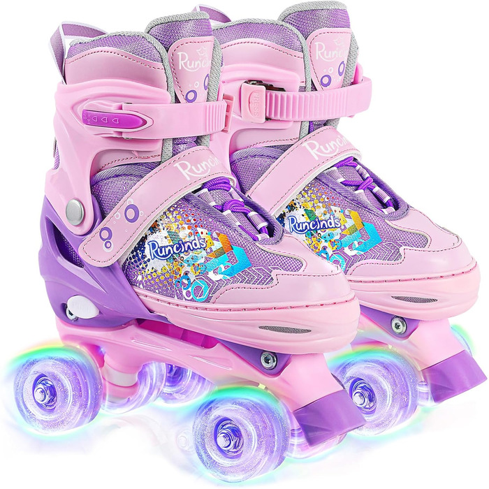 Дитячі ролики Kinder для дівчаток та жінок, 4 розміри, регульовані, для початківців (фіолетовий, M (27-31 EU) 165-190mm)