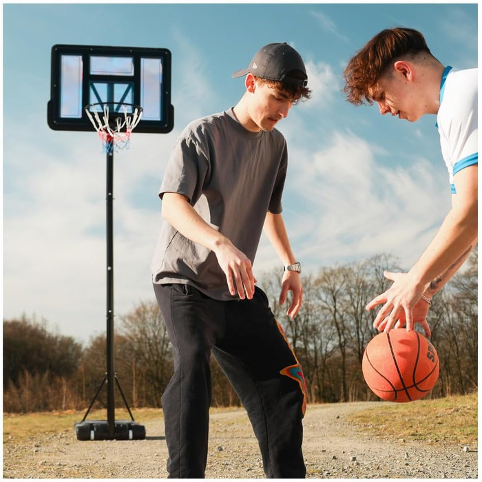 Баскетбольне кільце з регульованою висотою 1.5-3.05м Dönges - Комплект з м'ячем та насосом - Вуличне/Приміщення - Міцна, стійка до погодних умов - Для дітей та дорослих