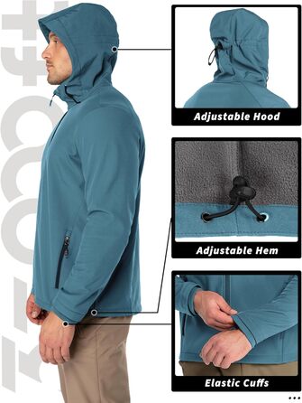 Чоловіча водонепроникна вітровка-софтшелл Jacke Herren 4XL блакитна. Куртка для туризму та активного відпочинку з капюшоном