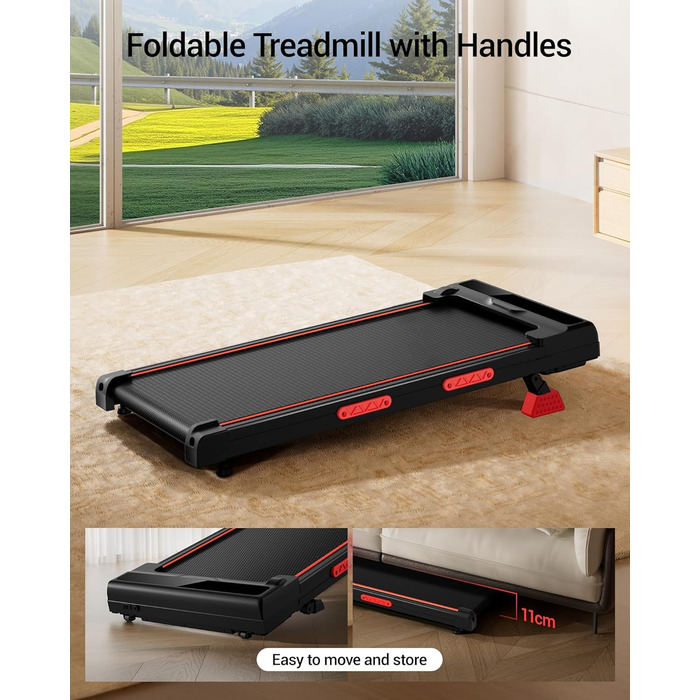 Walking Pad з нахилом 15% та швидкістю 10 км/год: компактний біговий тренажер для дому та офісу, LED-дисплей, пульт дистанційного керування, 2.5PS, максимальне навантаження 136 кг, тиха робота