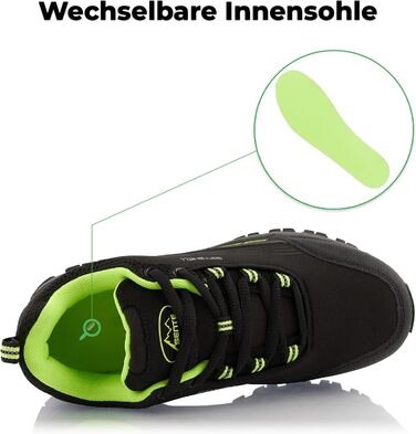 Черевики для трекінгу жіночі та чоловічі, водонепроникні, чорно-зелені, 37 EU