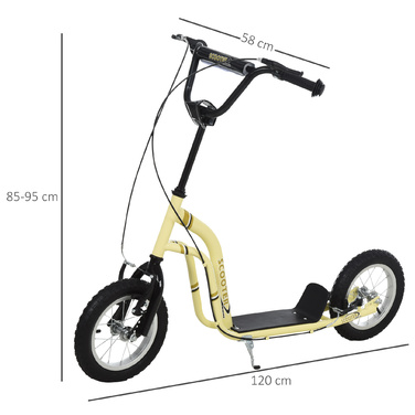 Дитячі самокати HOMCOM від 5 років, самокат Kick Scooter City Scooter з 12 дюймовими пневматичними шинами та гумовим кікбордом для безпечної їзди