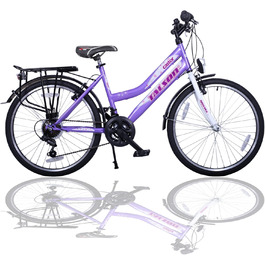 Дитячий велосипед Talson 24 дюйми, 21-швидкість Shimano, з підсвіткою, фіолетово-білий