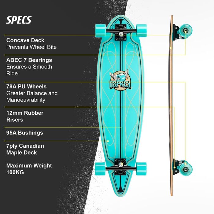 Лонгборд Osprey Pintail Helix 36''-46'' для дітей і дорослих, повна комплектація, декілька розмірів