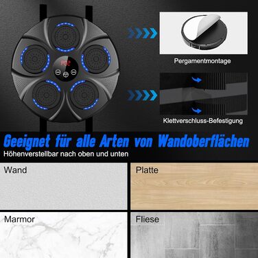 Музична боксерська машина на стіну, професійна модель з Bluetooth, 9 швидкостей та режимів, для дітей та дорослих, чорна