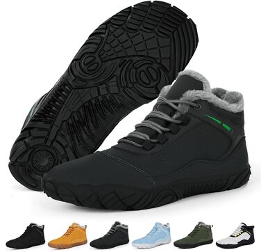Черевики для трейлраннінгу Ruyi Barfußschuhe Winter Warm - теплий зимовий варіант для жінок та чоловіків, водонепроникні, з неслизькою підошвою та широкою передньою частиною (W09 Темно-сірий, 44 EU)