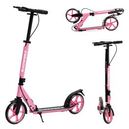 Самокат Blackwheels Orio Cityroller 200мм: складаний, алюмінієвий, з регулюванням висоти, ремінцем, ABEC 7, антиковзким деком (Чорно-Рожевий)